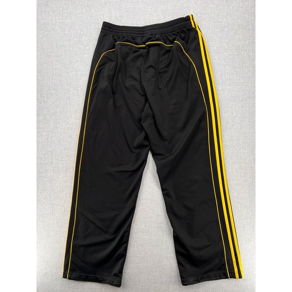 Y2K adidas Firebird Track Pants Men XL Black Yellow 3 Stripe Loose Streetwear - Picture 2 of 11